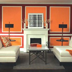 interior of a house with orange walls